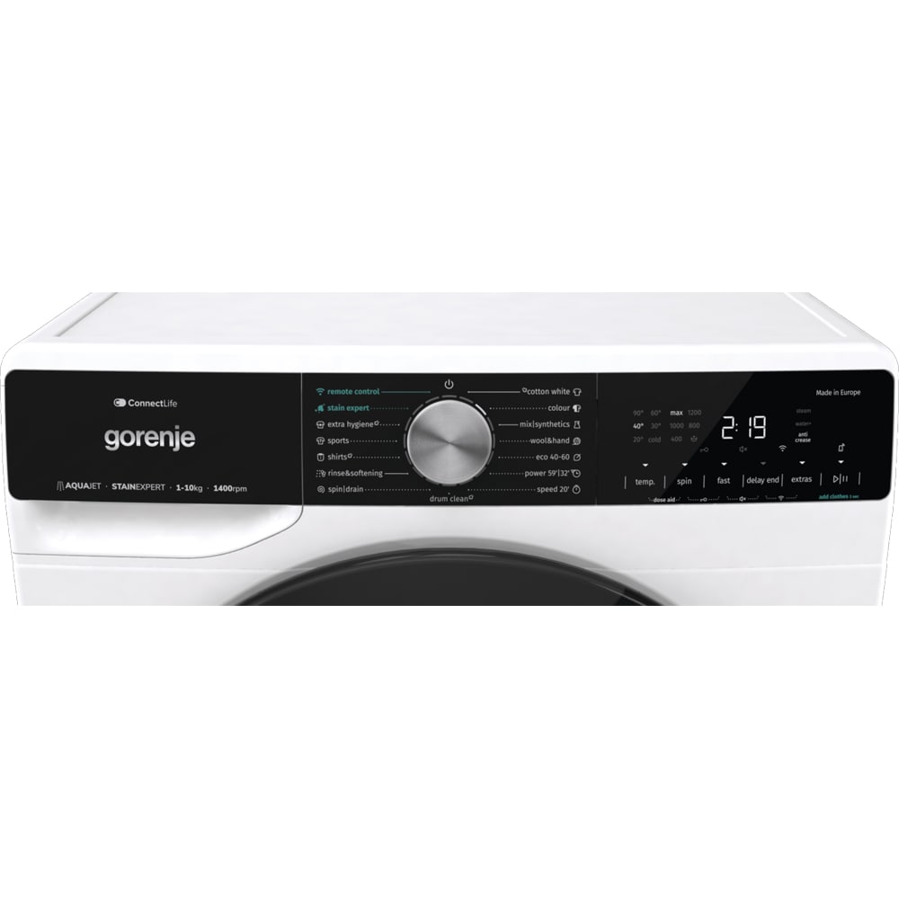 Masina de spalat rufe frontala GORENJE WNS14A4TWIFI, SteamTech, 10 kg, 1400rpm, Clasa A, Wi-Fi, alb