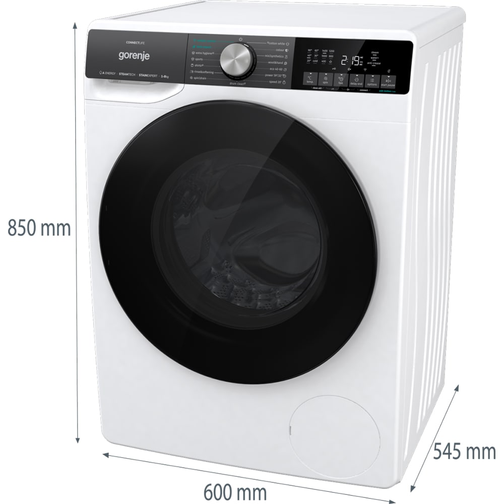 Masina de spalat rufe frontala GORENJE WNS84ATWIFI, SteamTech, 8 kg, 1400rpm, Clasa A, alb