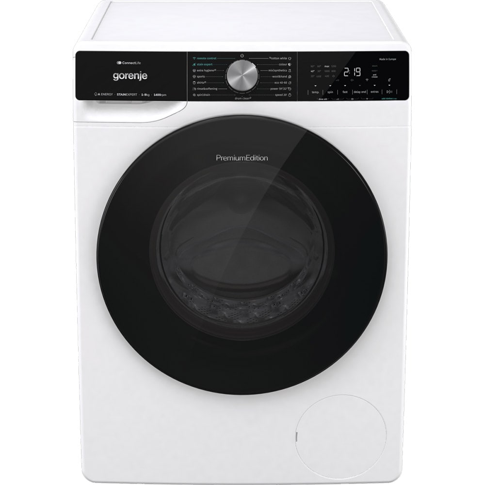 Masina de spalat rufe frontala GORENJE WNS94ATWIFI, SteamTech, 9 kg, 1400rpm, Clasa A, alb
