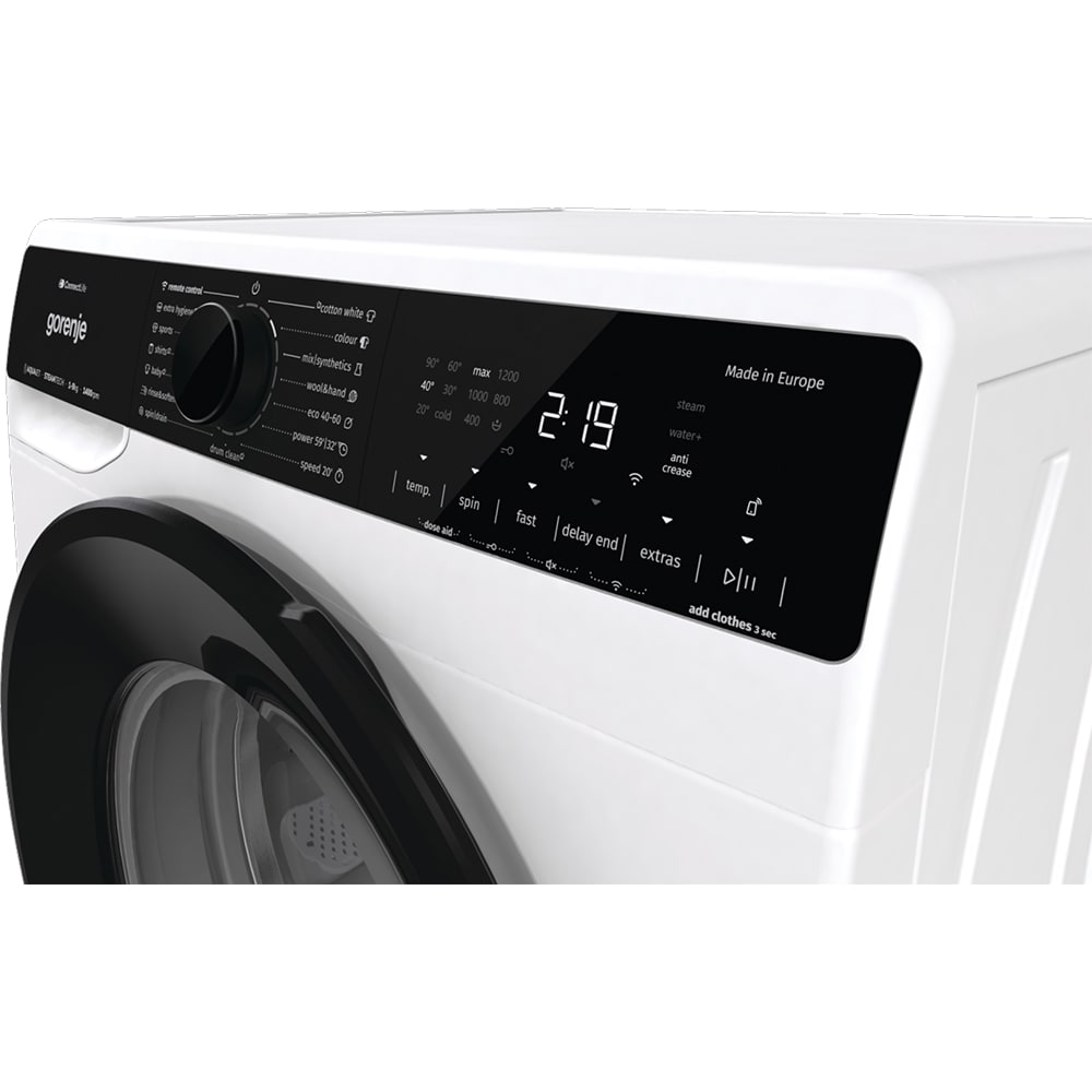 Masina de spalat rufe frontala GORENJE WPNA94A1PWIFI, SteamTech, 9 kg, 1400rpm, Clasa A, Wi-Fi, alb