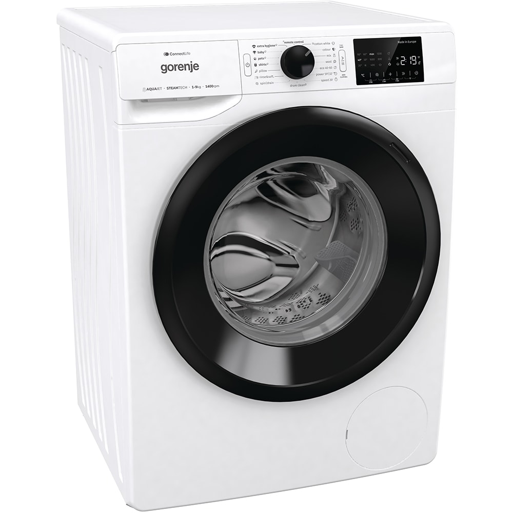 Masina de spalat rufe frontala GORENJE WPNEI94A1SWIFI, SteamTech, 9 kg, 1400rpm, Clasa A, Wi-Fi, alb