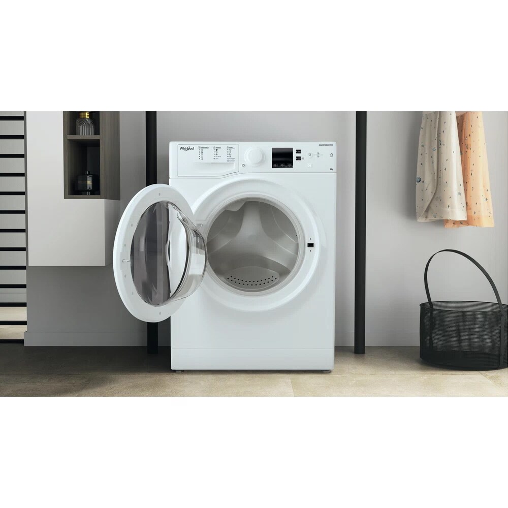 Masina de spalat rufe frontala slim WHIRLPOOL WRBSS 6249 W EU, 6th Sense, 6 kg, 1200rpm, Clasa C, alb