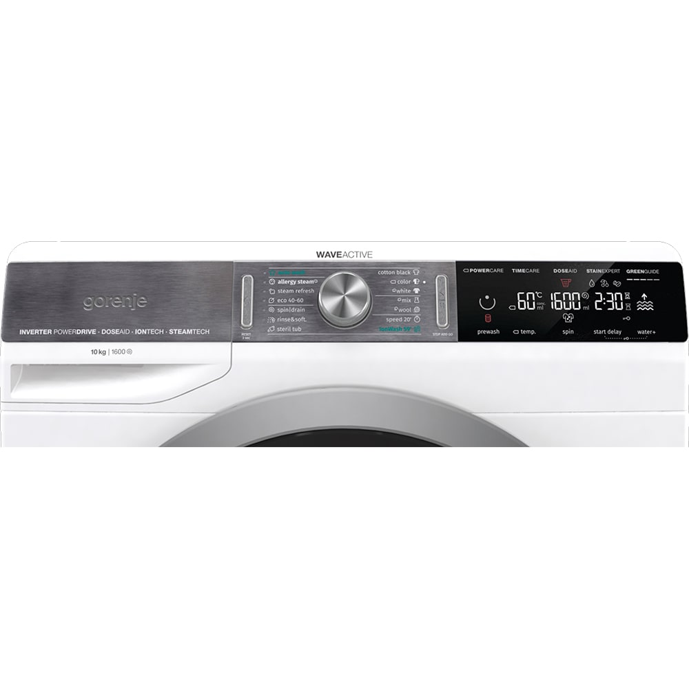 Masina de spalat rufe frontala GORENJE WS168LNST, WaveActive, IonTech, 10 kg, 1600rpm, Clasa B, alb