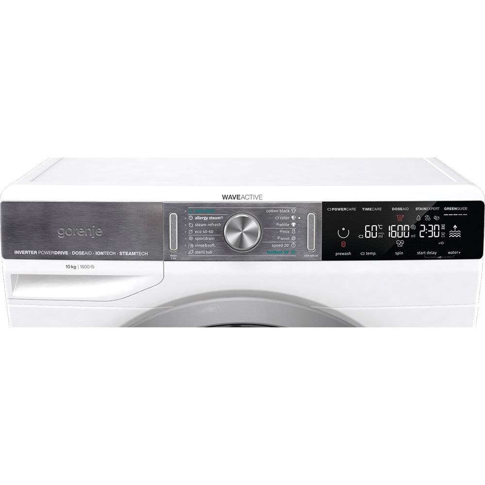 Masina de spalat rufe frontala GORENJE WS168LNST, WaveActive, IonTech, 10 kg, 1600rpm, Clasa B, alb