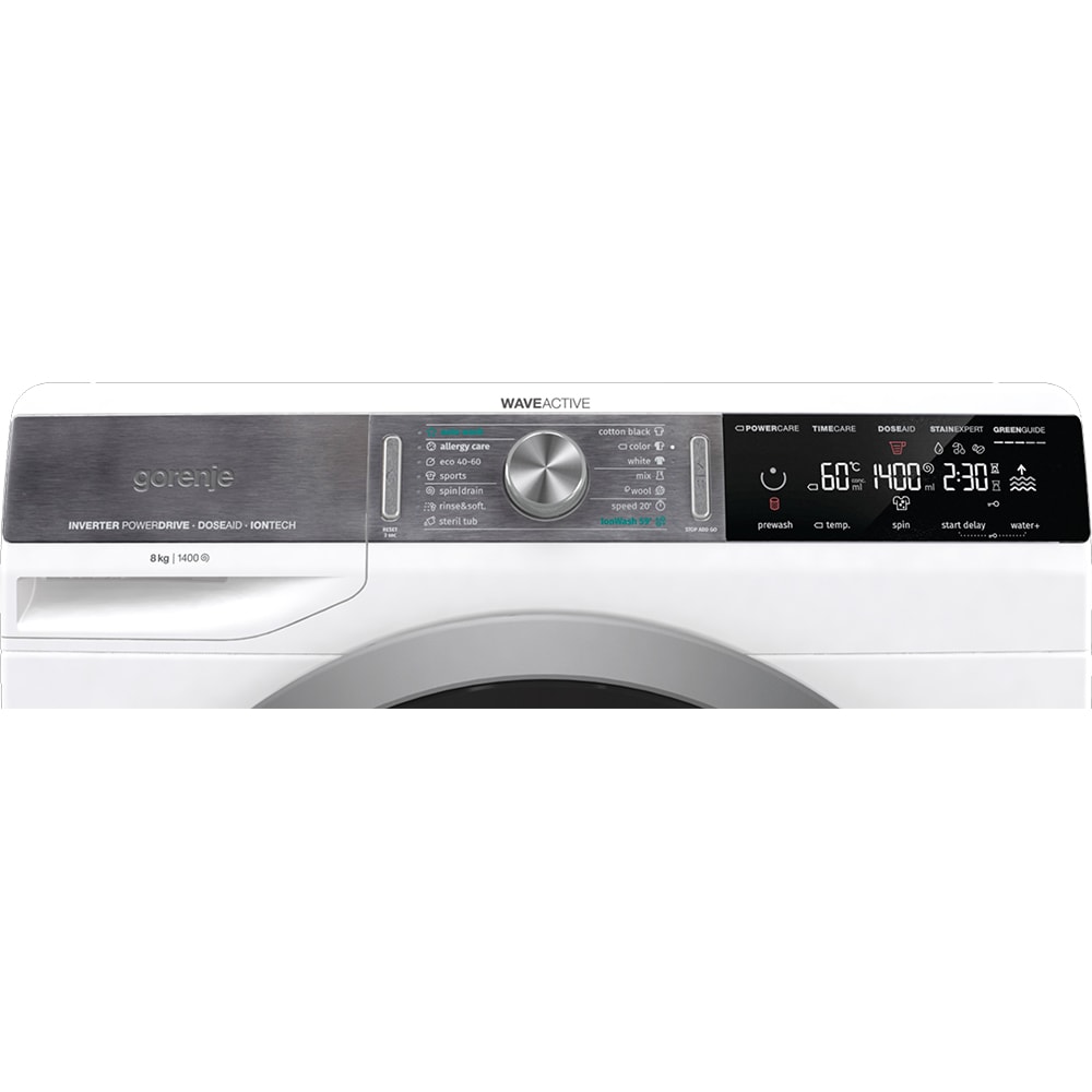 Masina de spalat rufe frontala GORENJE WS846LN, WaveActive, IonTech, 8 kg, 1400rpm, Clasa A, alb