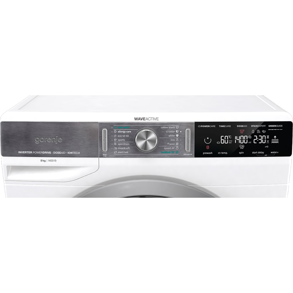Masina de spalat rufe frontala GORENJE WS846LN, WaveActive, IonTech, 8 kg, 1400rpm, Clasa A, alb