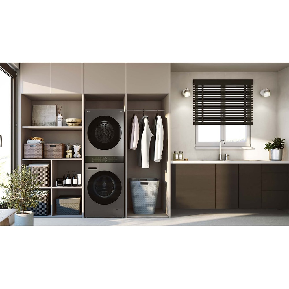 Masina de spalat rufe frontala cu uscator LG WashTower WT1210BBF, Steam, 12/10 kg, 1400 rpm, Clasa A/C, Wi-Fi, negru