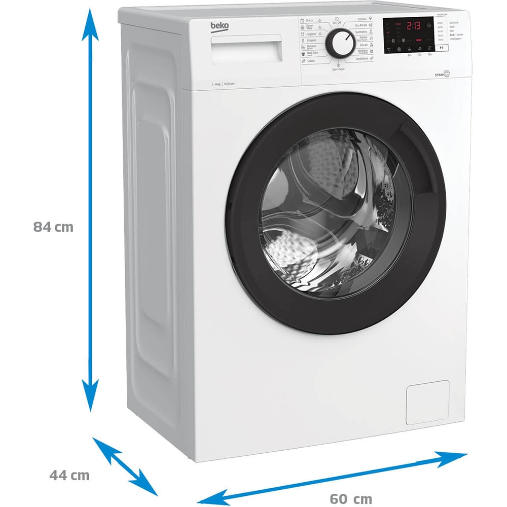 Masina de spalat rufe frontala slim BEKO WUE6512BA, 6 kg, SteamCure, 1000rpm, Clasa E, alb
