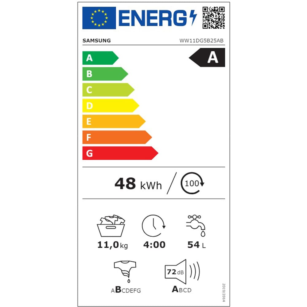 Masina de spalat rufe frontala SAMSUNG WW11DG5B25ABLE, AI EcoBubble, 11 kg, 1400rpm, Clasa A, negru