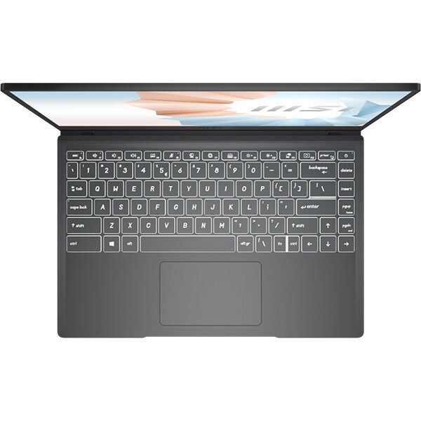 Laptop MSI Modern 14 B11MOU-649XRO, Intel Core i5-1155G7 pana la 4.5GHz, 14" Full HD, 16GB, SSD 512GB, Intel Iris Xe, Free Dos, Carbon Gray