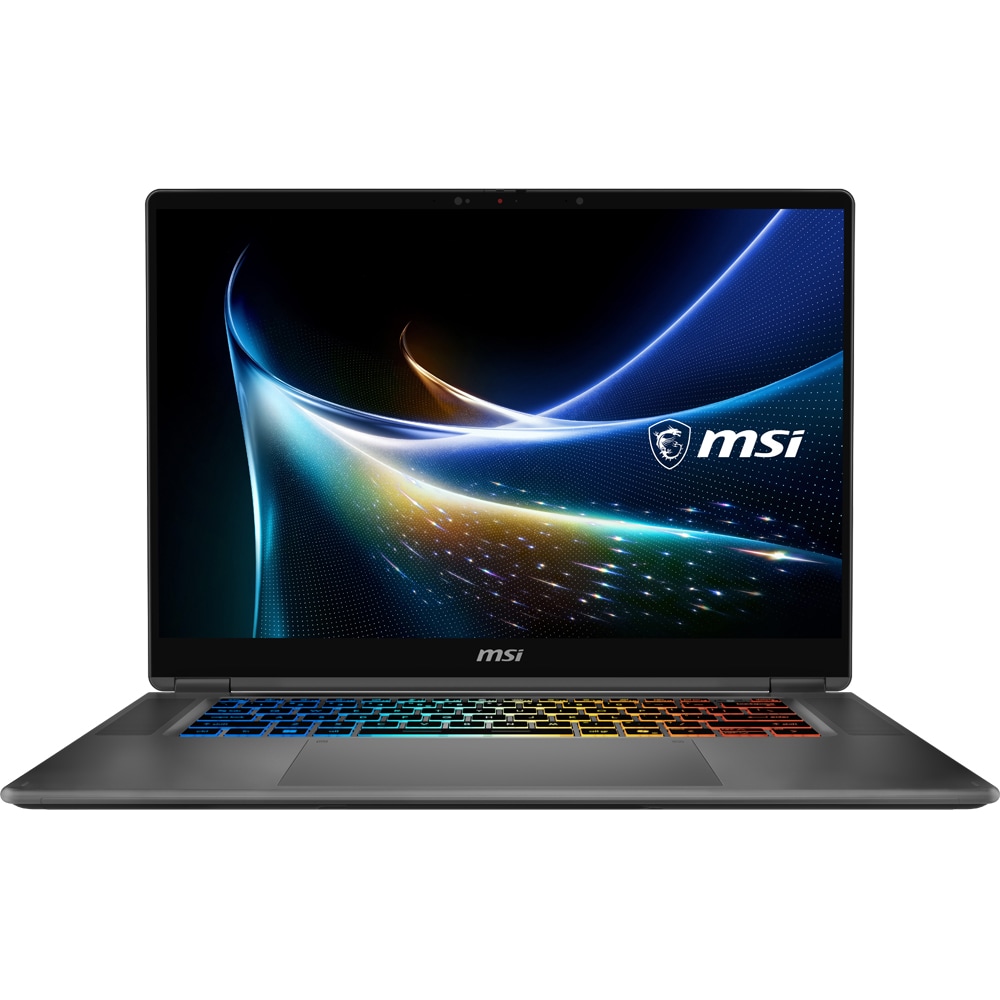 Laptop MSI Prestige N16 Flip AI+ C1XMT-228ROY, NVIDIA RTX Spark pana la 4GHz, 16" 2.8K OLED, 64GB, SSD 1TB, NVIDIA Blackwell RTX 6144-core GPU, Windows 11 Pro, Platinum Gray