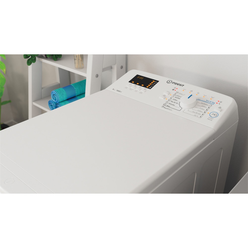 Masina de spalat rufe verticala INDESIT BTW S60400 EU/N, 6 kg, 1000rpm, Clasa C, alb