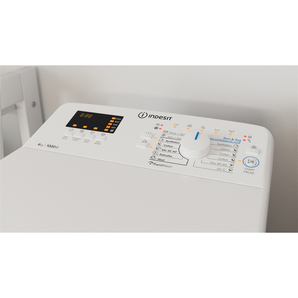 Masina de spalat rufe verticala INDESIT BTW S60400 EU/N, 6 kg, 1000rpm, Clasa C, alb