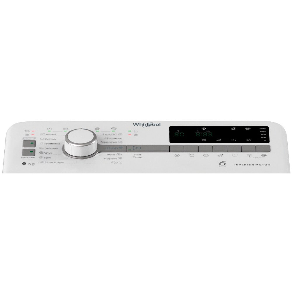 Masina de spalat rufe verticala WHIRLPOOL TDLR 6261BS EU/N, 6th Sense, 6 kg, 1200rpm, Clasa A, alb