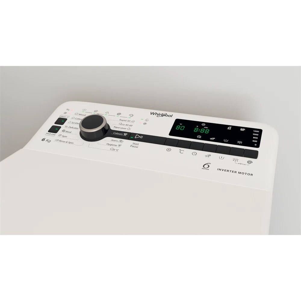Masina de spalat rufe verticala WHIRLPOOL TDLRB 6241BS EU-N, 6th Sense, 6 kg, 1200rpm, Clasa C, alb