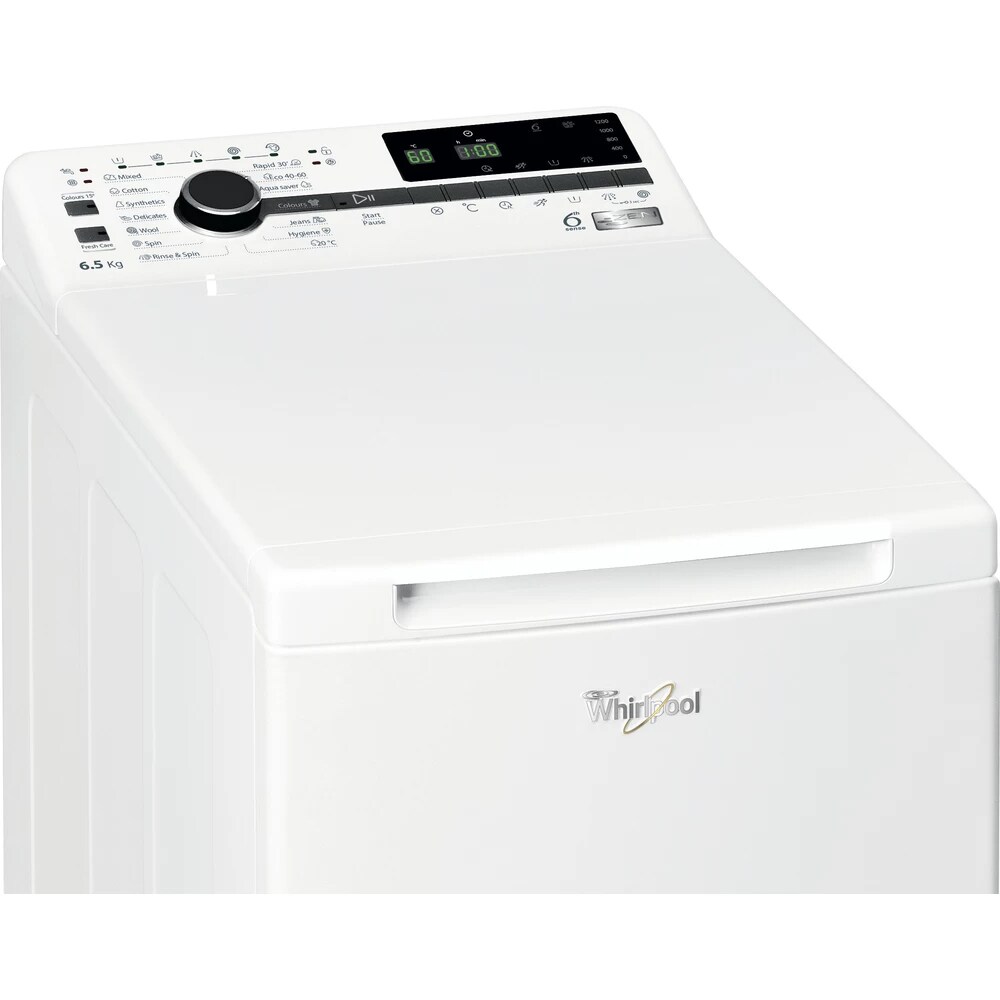 Masina de spalat rufe verticala WHIRLPOOL TDLRB 65242BS EU-N 6th Sense, 6.5 kg, 1200rpm, Clasa C, alb