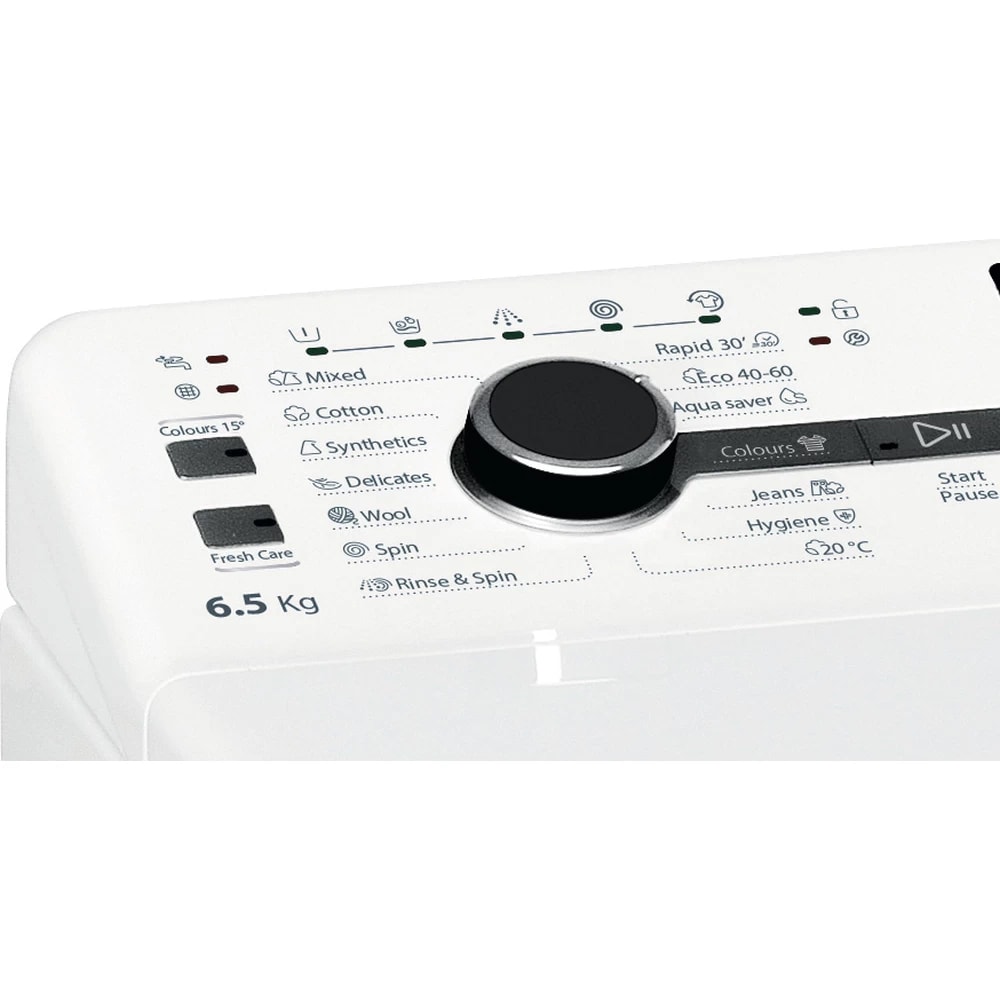 Masina de spalat rufe verticala WHIRLPOOL TDLRB 65242BS EU-N 6th Sense, 6.5 kg, 1200rpm, Clasa C, alb