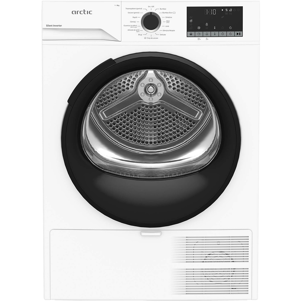 Uscator de rufe ARCTIC A2T28249W, Pompa de caldura, 8 kg, 15 programe, Clasa C, alb