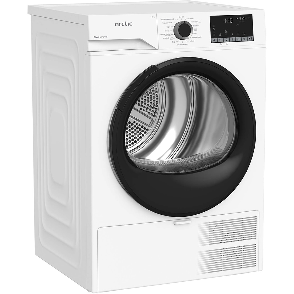 Uscator de rufe ARCTIC A2T28249W, Pompa de caldura, 8 kg, 15 programe, Clasa C, alb