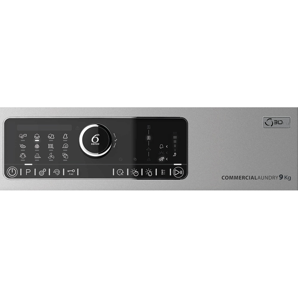 Uscator de rufe profesional WHIRLPOOL AWZ 9HPS/PRO Eolos, Pompa de caldura, 9 kg, 18 programe, Clasa A++, argintiu