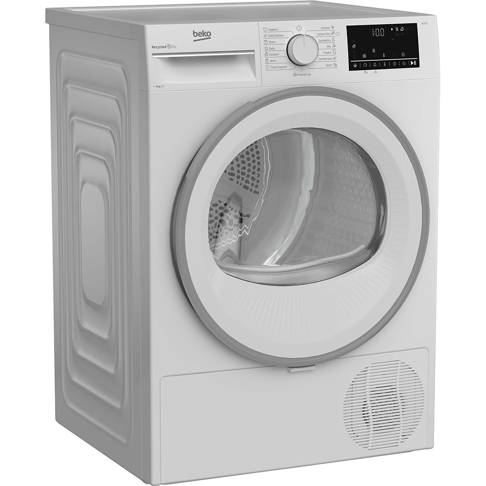 Uscator de rufe BEKO B3T68110, Condensare, 8kg, 15 programe, Clasa B, alb