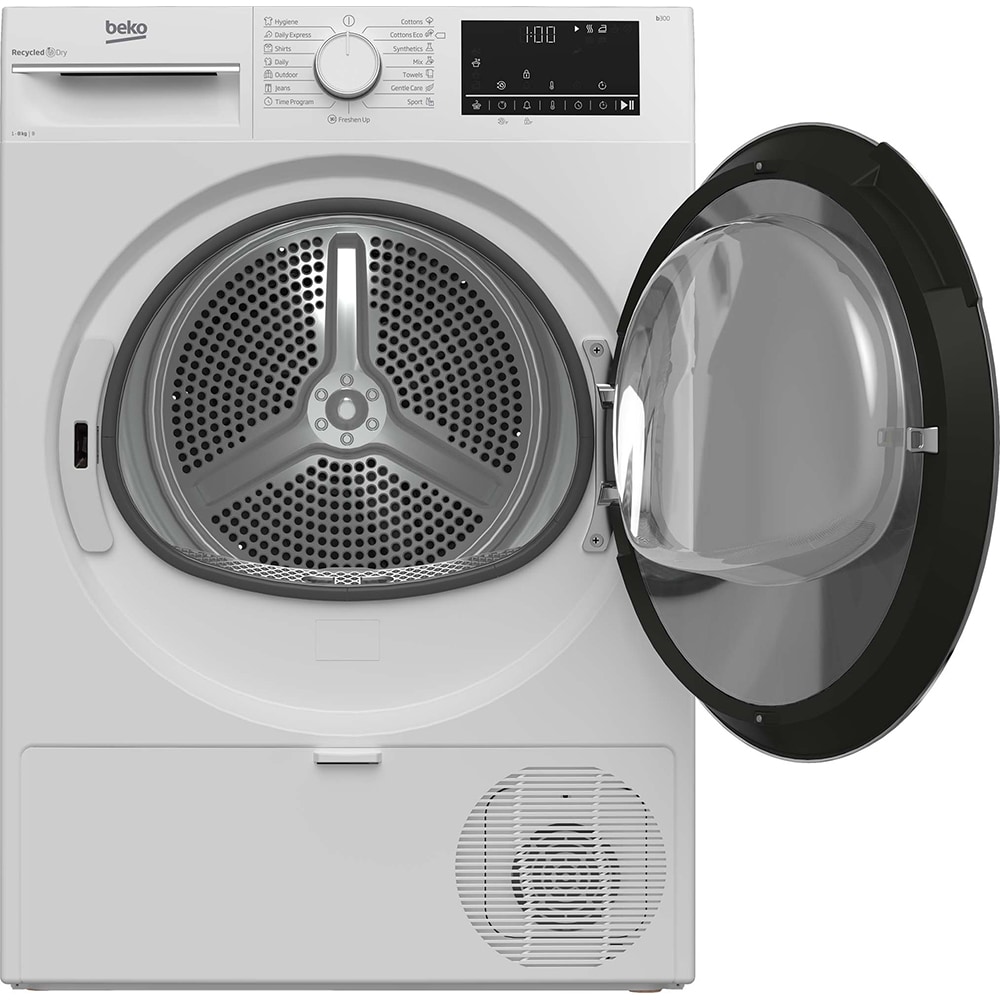 Uscator de rufe BEKO B3T68110, Condensare, 8kg, 15 programe, Clasa B, alb