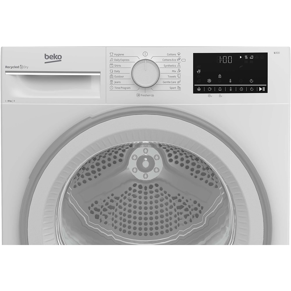 Uscator de rufe BEKO B3T68110, Condensare, 8kg, 15 programe, Clasa B, alb