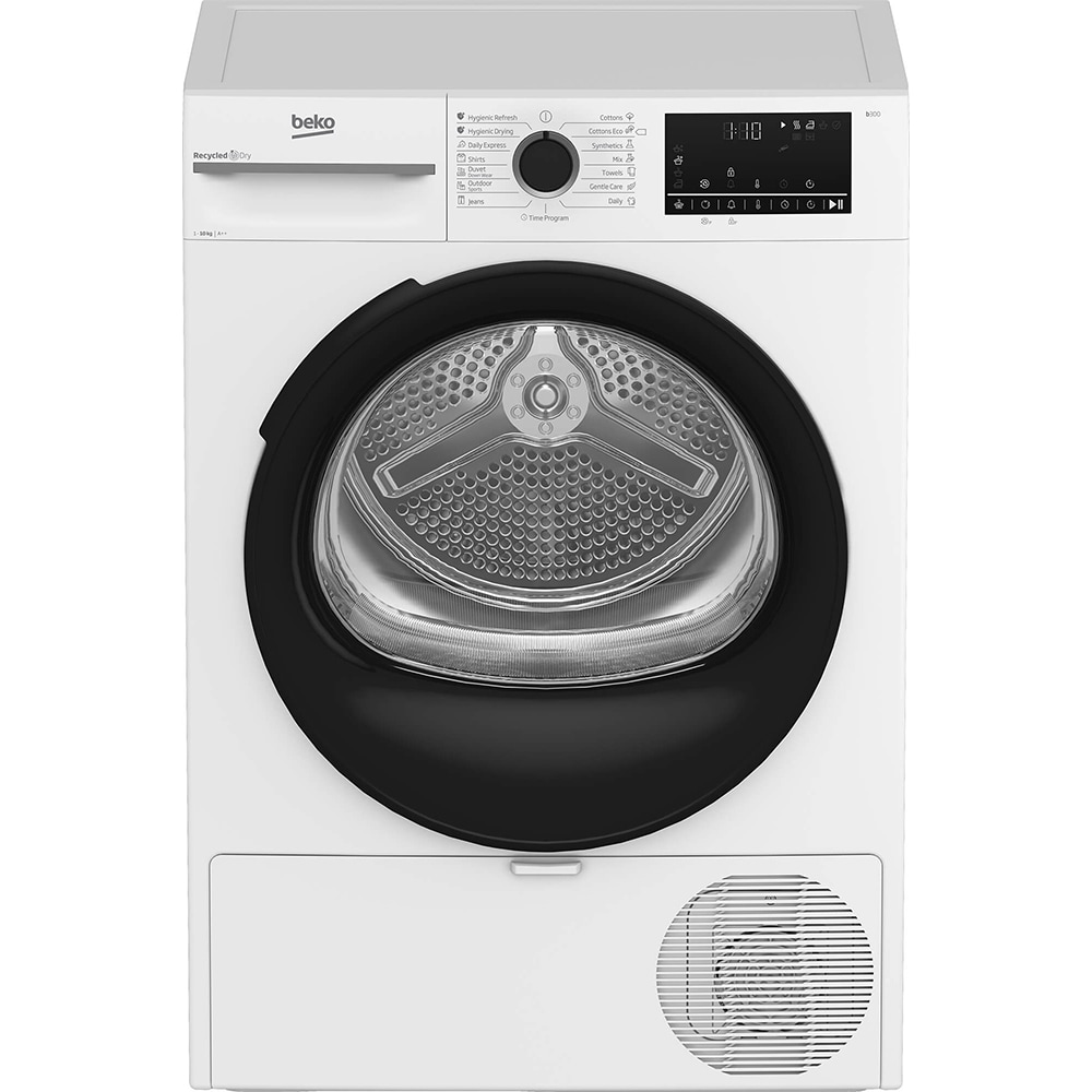 Uscator de rufe BEKO BM3T40230W, Aquawave, Pompa de caldura, 10kg, 15 programe, Clasa E, alb
