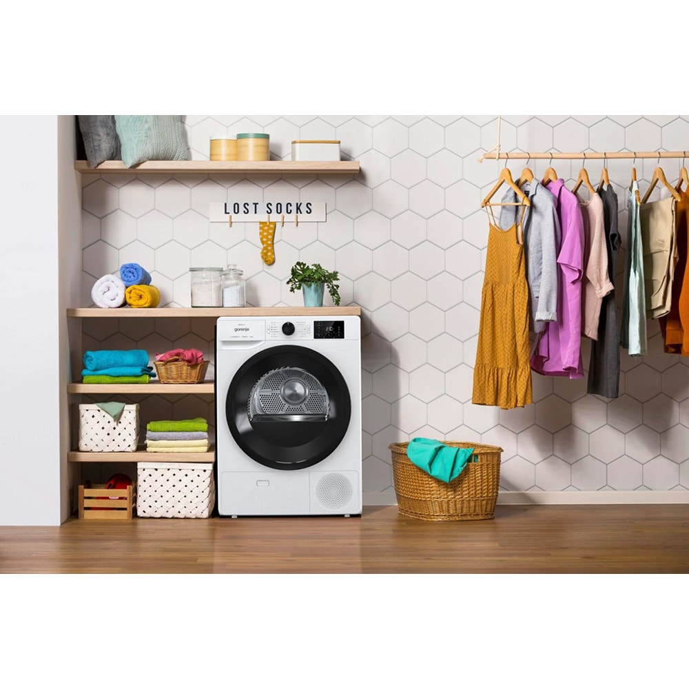 Uscator de rufe GORENJE D2NE82/GN, Pompa de caldura, 8 kg, 16 programe, Clasa A++, alb