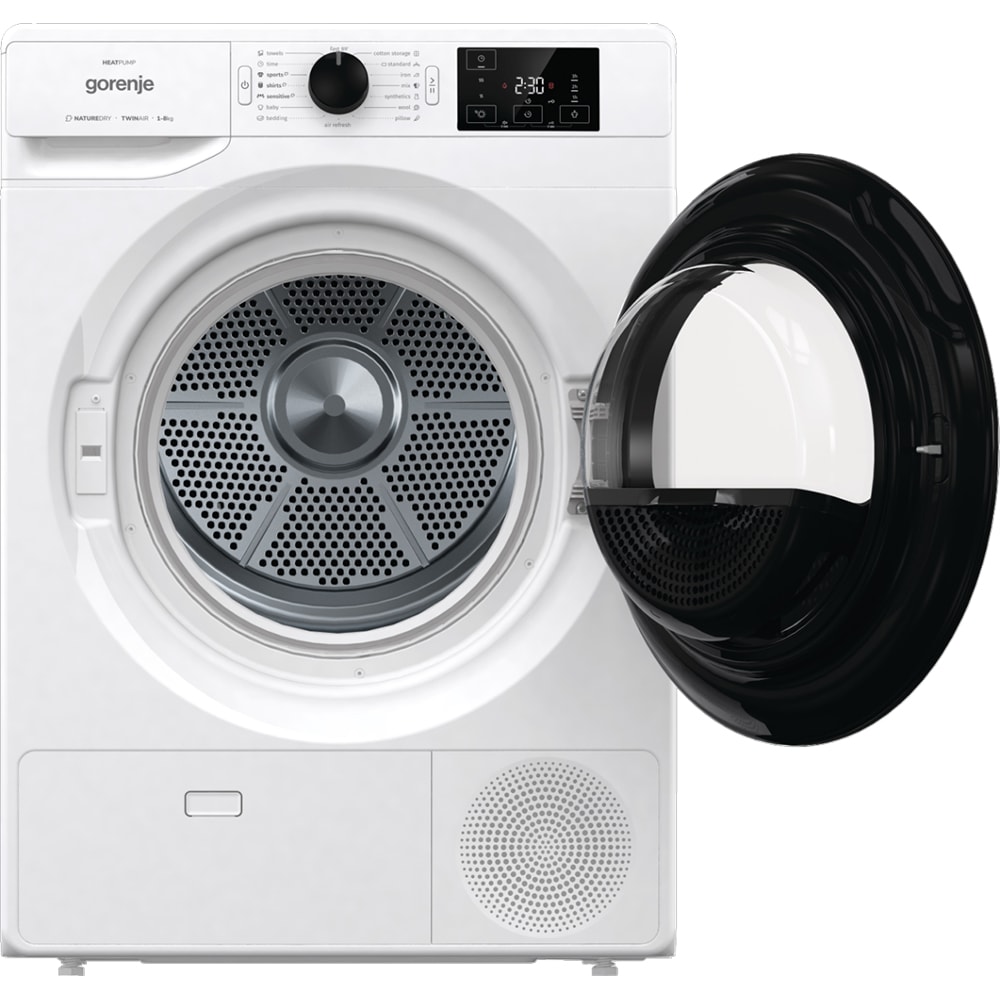 Uscator de rufe GORENJE D2NE82/GN, Pompa de caldura, 8 kg, 16 programe, Clasa A++, alb
