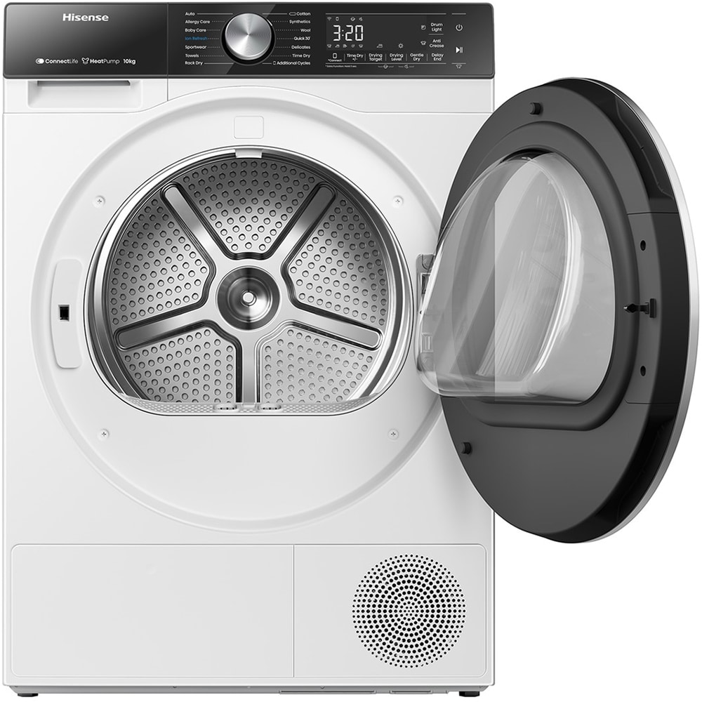Uscator de rufe HISENSE DH5S102BW, Pompa de caldura, 10 kg, 17 programe, Clasa C, alb