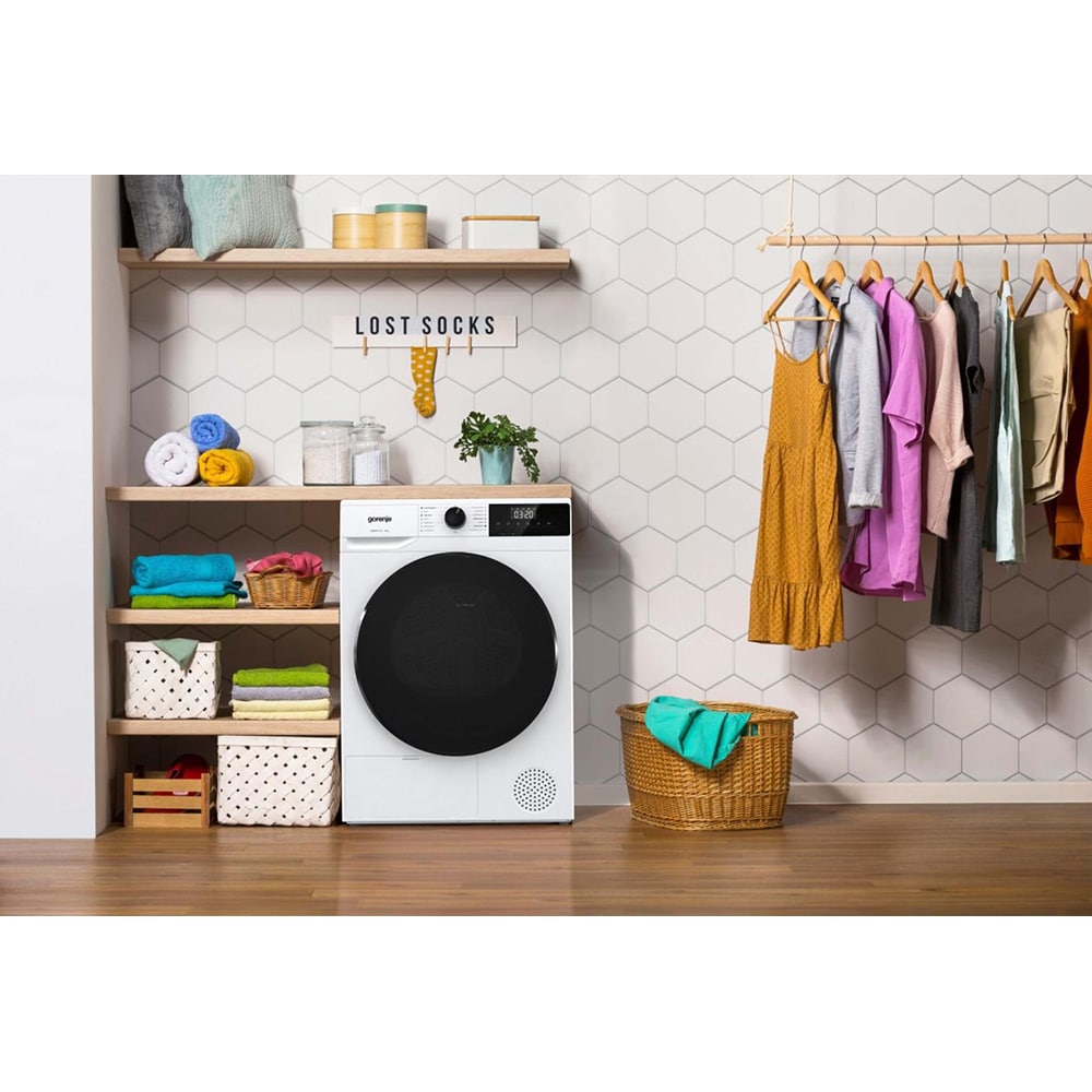 Uscator de rufe GORENJE DHNA92, Pompa de caldura, 9 kg, 15 programe, Clasa D, alb