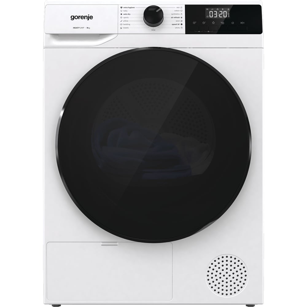 Uscator de rufe GORENJE DHNA93, Pompa de caldura, 9 kg, 15 programe, Clasa C, alb