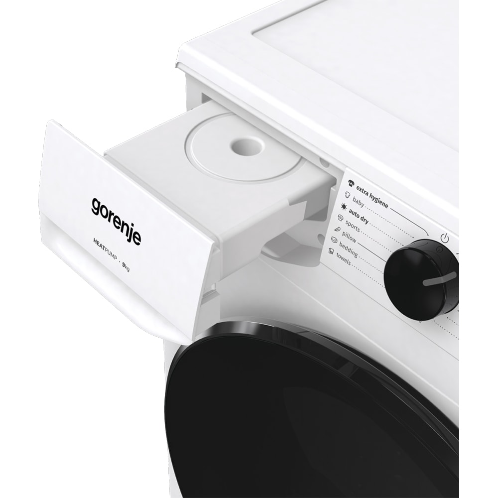 Uscator de rufe GORENJE DHNA93, Pompa de caldura, 9 kg, 15 programe, Clasa C, alb