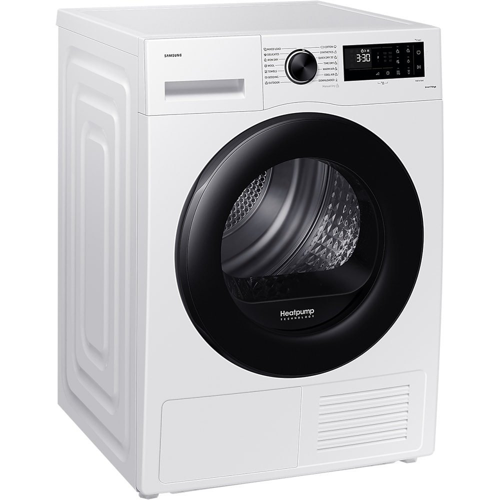Uscator de rufe SAMSUNG DV90CGC0A0AELE, Pompa de caldura, AI Control, 9 kg, 14 programe, Clasa E, alb