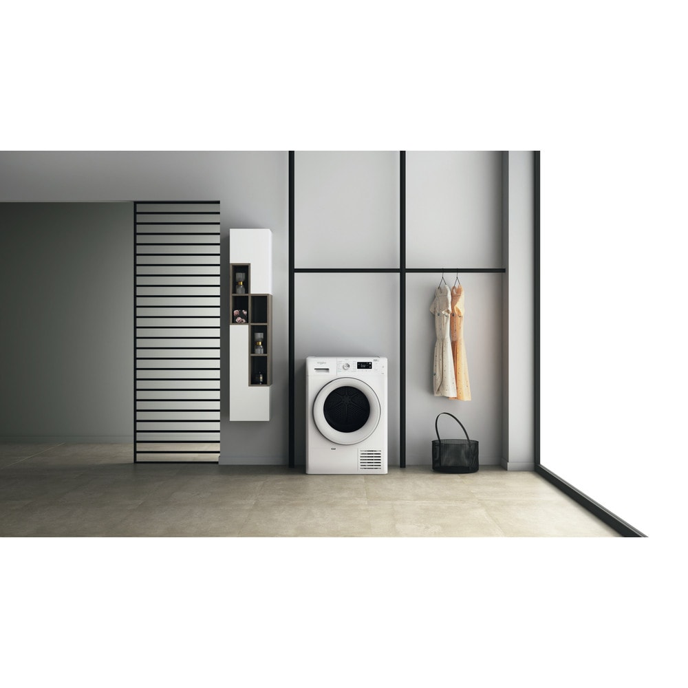 Uscator de rufe WHIRLPOOL FFT M11 82 EE R, 6th Sense, Pompa de caldura, 8 kg, 15 programe, Clasa A++, alb