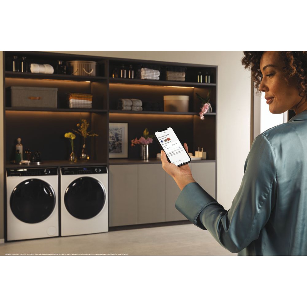 Uscator de rufe HAIER I-Pro Series 5 HD90-A2959, Pompa de caldura, 9 kg, 12 programe, Clasa A++, alb