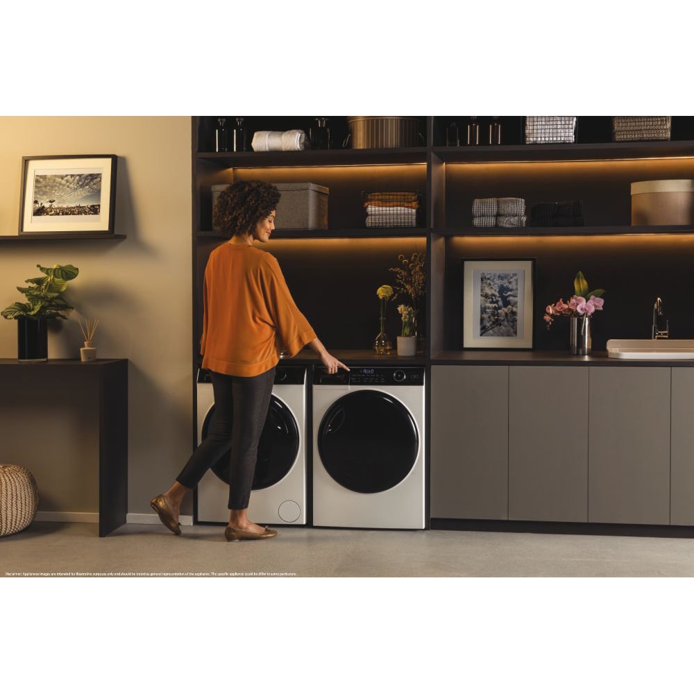 Uscator de rufe HAIER I-Pro Series 5 HD90-A2959, Pompa de caldura, 9 kg, 12 programe, Clasa A++, alb