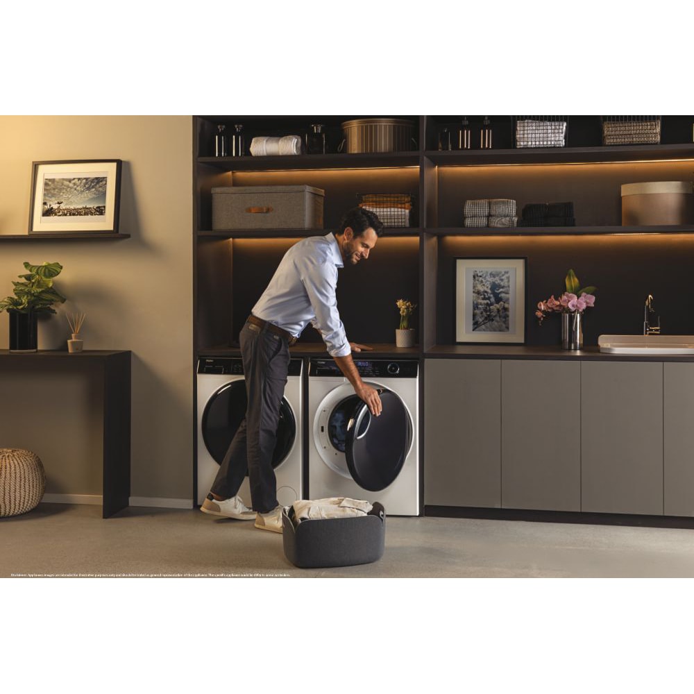 Uscator de rufe HAIER I-Pro Series 5 HD90-A2959, Pompa de caldura, 9 kg, 12 programe, Clasa A++, alb
