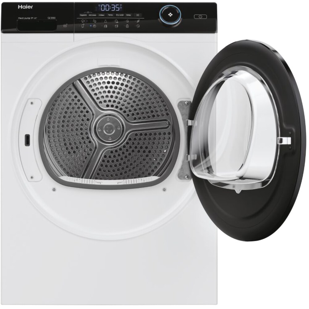 Uscator de rufe HAIER I-Pro Series 5 HD90-A2959, Pompa de caldura, 9 kg, 12 programe, Clasa A++, alb
