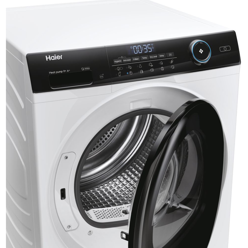 Uscator de rufe HAIER I-Pro Series 5 HD90-A2959, Pompa de caldura, 9 kg, 12 programe, Clasa A++, alb
