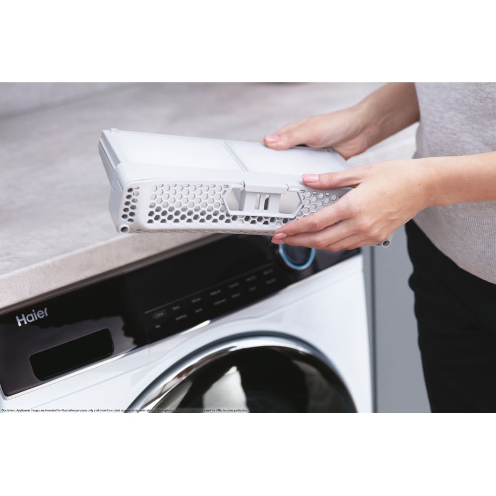 Uscator de rufe HAIER I-Pro Series 5 HD90-A2959, Pompa de caldura, 9 kg, 12 programe, Clasa A++, alb