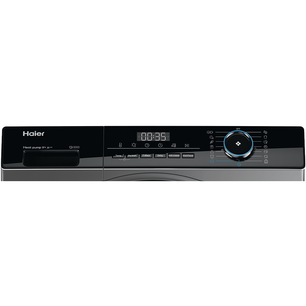 Uscator de rufe HAIER HD90-A3939R-S, Pompa de caldura, 9 kg, 15 programe, Clasa C, antracit
