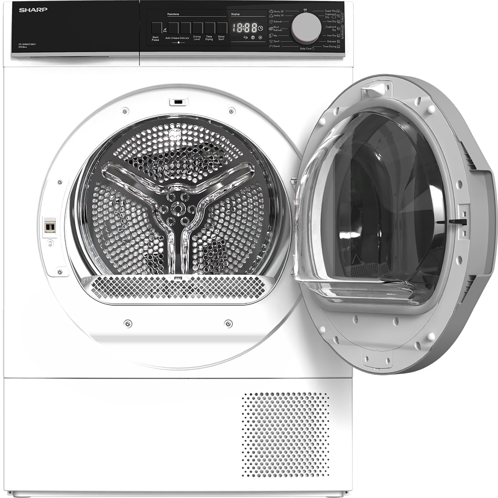 Uscator de rufe SHARP KD-NHB8S7GW21-EE, Pompa de caldura, 8 kg, 15 programe, Clasa A++, alb