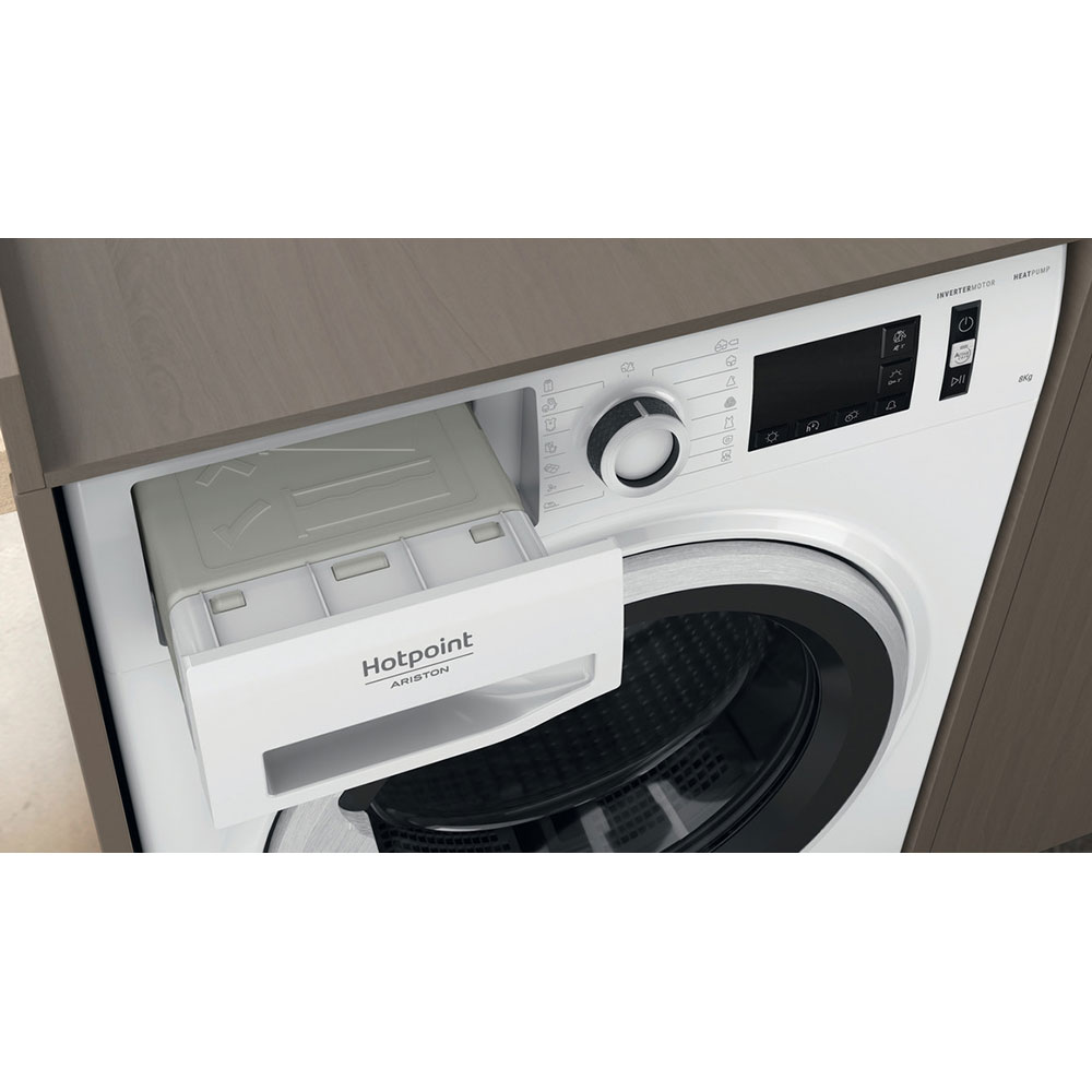 Uscator de rufe HOTPOINT NT M11 82SK EU, Pompa de caldura, 8 kg, 15 programe, Clasa E, alb
