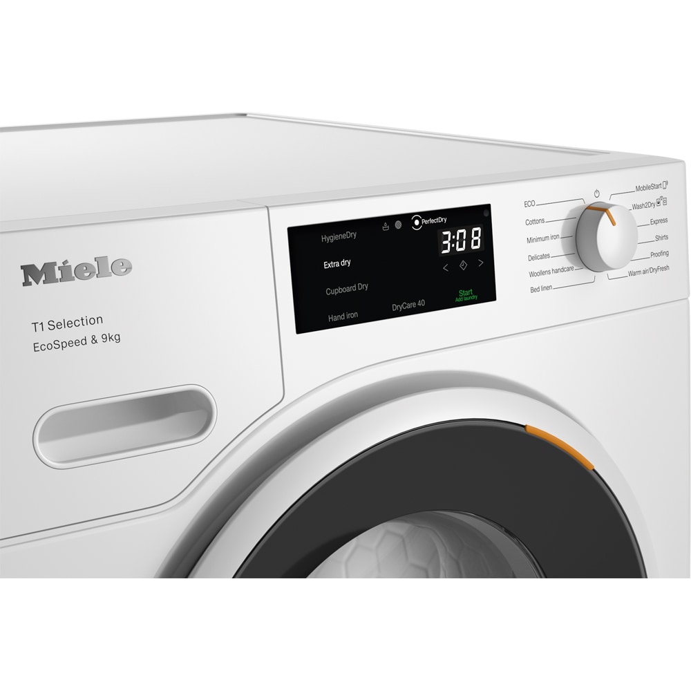 Uscator de rufe MIELE TSH 783 WP EcoSpeed, Pompa de caldura, 9 kg, 12 programe, Clasa C, Wi-Fi, alb