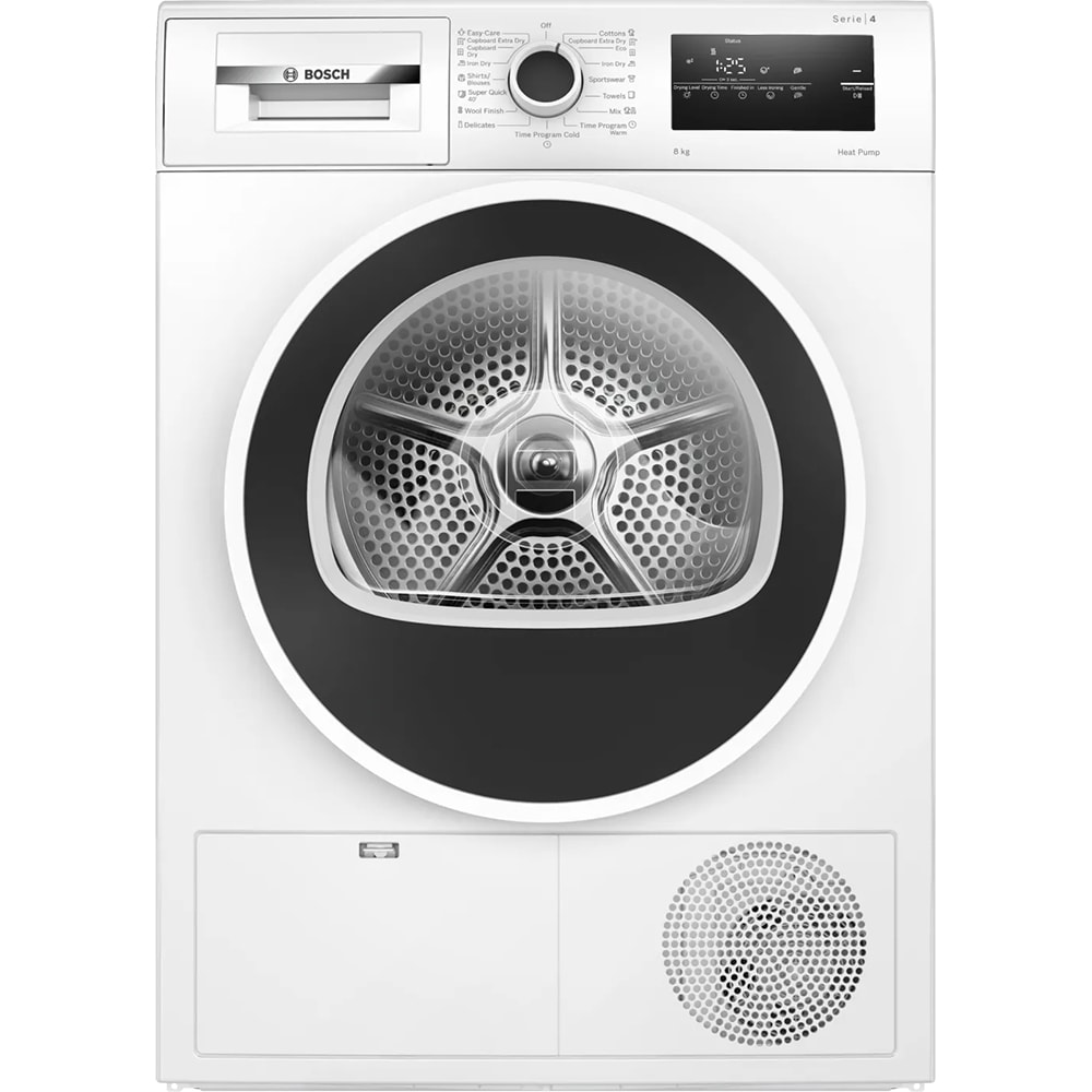 Uscator de rufe BOSCH WTH83256BY, Condensare si pompa de caldura, 8 kg, 15 programe, Clasa E, alb