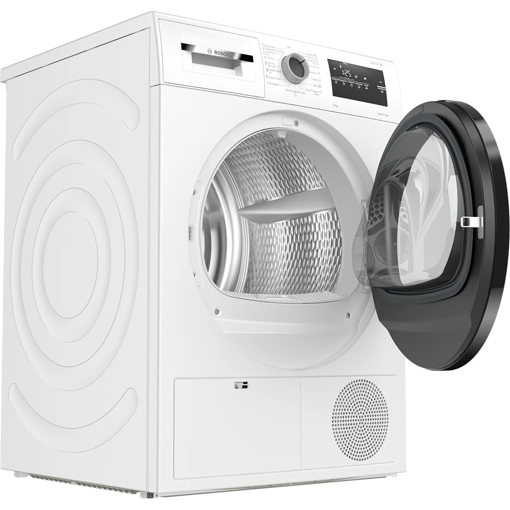 Uscator de rufe BOSCH WTH85220BY, Condensare si pompa de caldura, 8 kg, 15 programe, Clasa E, alb