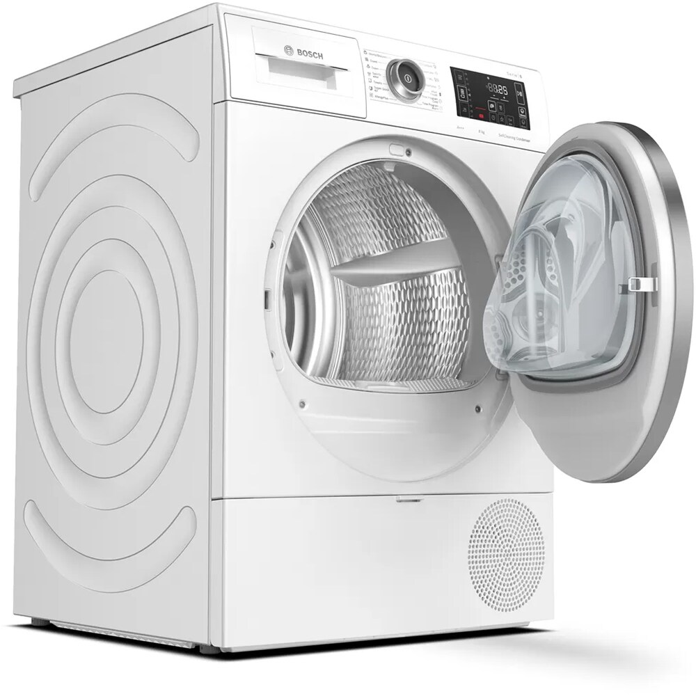 Uscator de rufe BOSCH WTW876LBY, Condensare si pompa de caldura, 8 kg, 14 programe, Clasa C, alb