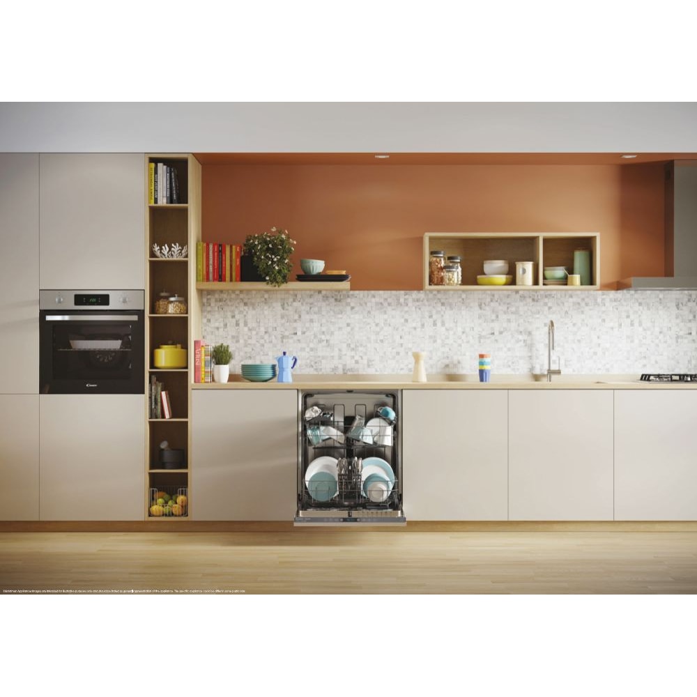 Masina de spalat vase incorporabila CANDY Rapido CI 3C6F0A, 13 seturi, 8 programe, 60 cm, Clasa C, alb